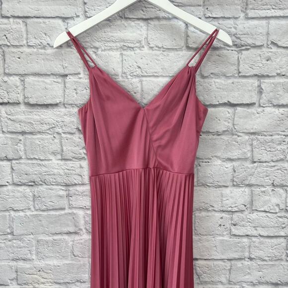 Vintage 70's Mauve Maxi Dress Pleated Skirt Sheer Lace Cardigan Size S/M Union - Picture 9 of 14